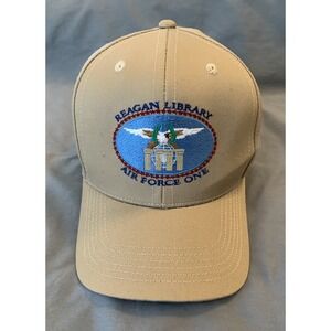 VTG RONALD REAGAN LIBRARY AIR FORCE ONE HAT BALL CAP‎ KHAKI TAN